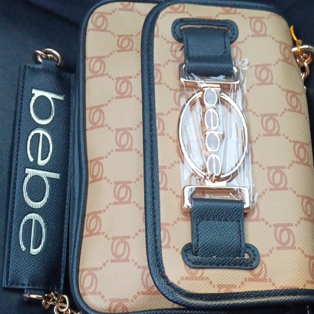 Bebe Beige and Black Crossbody Bag